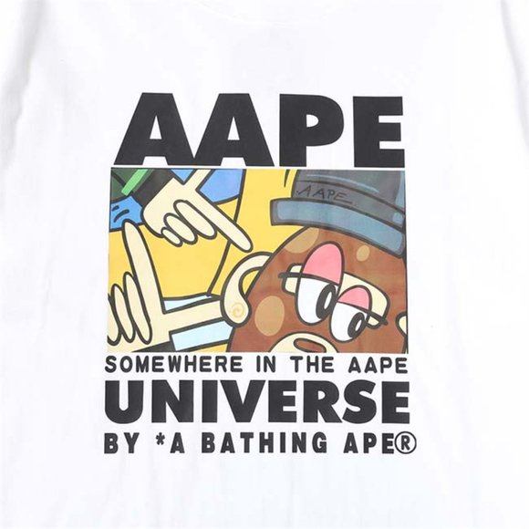 AAPE Monkey In The Bath Logo T-Shirt - White Short Sleeve - Picture 3 of 6